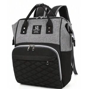Harry Baby Backpack Bag Traveling Outdoor USB Port Oxford Cloth Zipper Gray/Blk